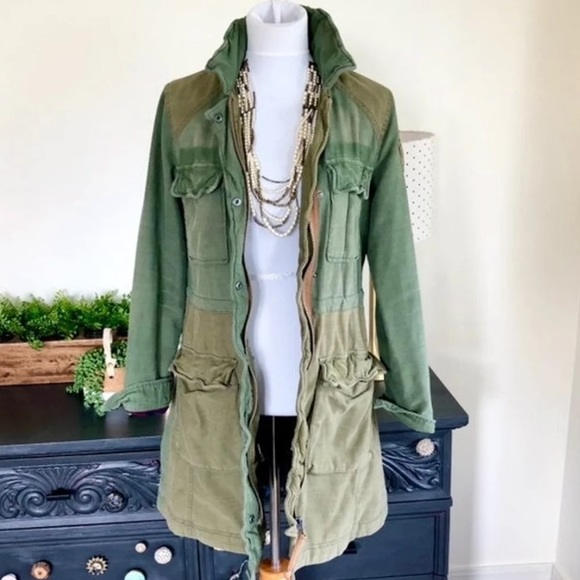 Free People Colorblock Army Plaid Military Parka - Picture 2 of 16